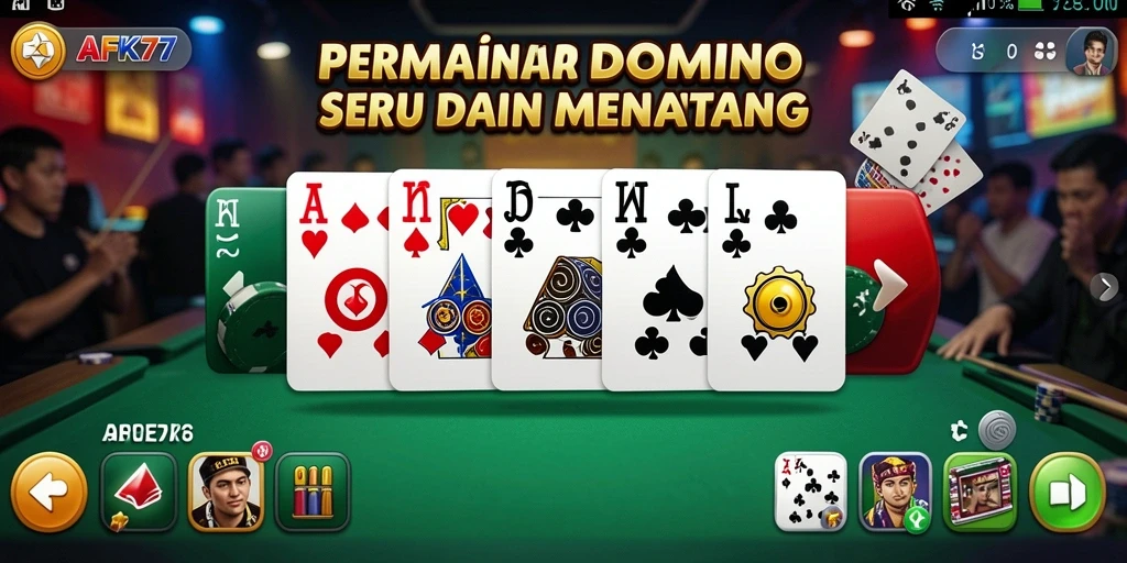 Tampilan gameplay seru di AFK77 dengan kartu Domino yang menantang.