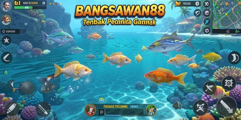 Screenshot BANGSAWAN88 menampilkan gameplay yang seru saat menangkap ikan.