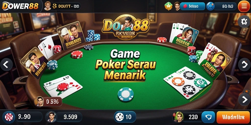 Tampilan seru gameplay DOWER88 dengan pemain poker yang aktif.