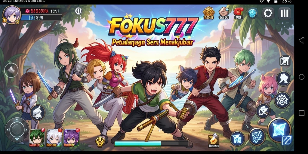 Tampilan gameplay menarik dalam <strong>FOKUS777</strong> dengan karakter anime yang beraksi.