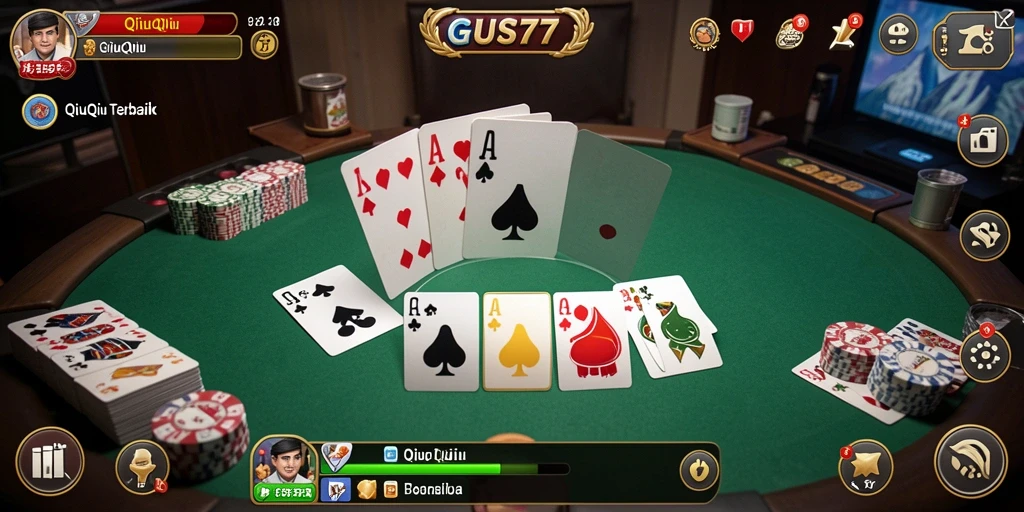 Screenshot utama GUS77 menampilkan serunya permainan QiuQiu.