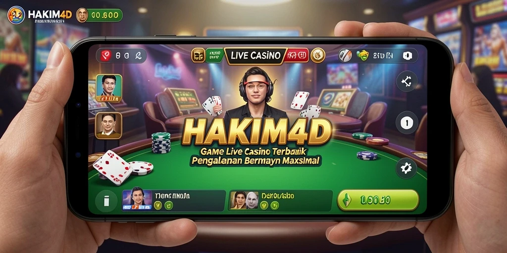 Screenshot gameplay HAKIM4D menampilkan dealer cantik dan permainan yang seru.