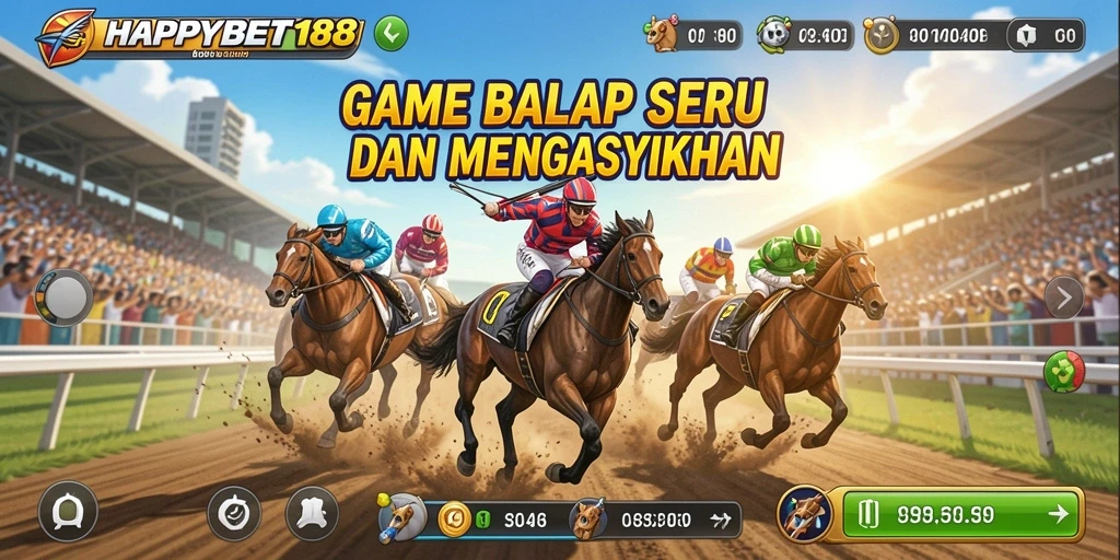 Tampilan menegangkan dari gameplay balap di HAPPYBET188.