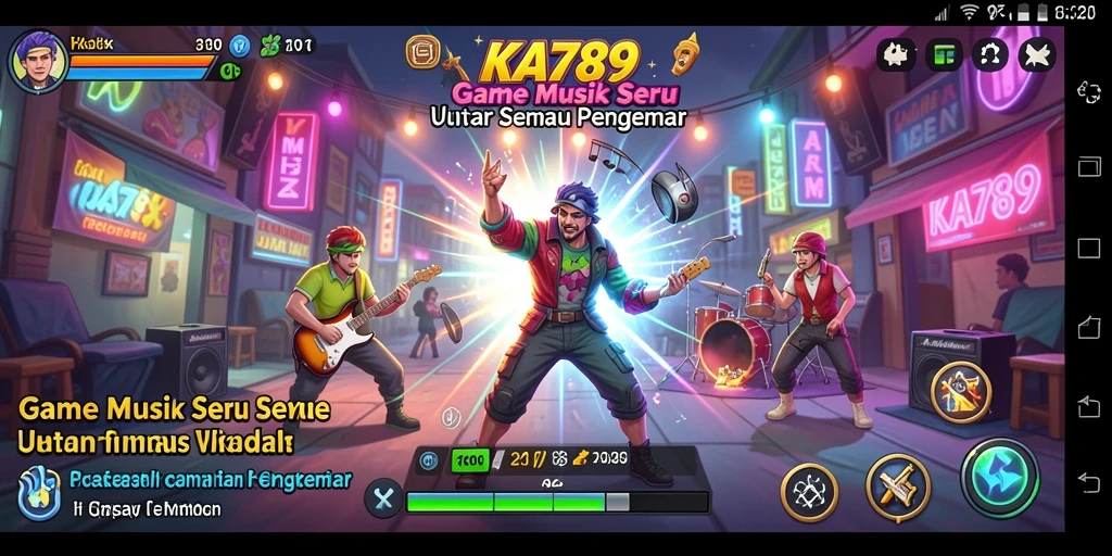 Screenshot KA789 yang menunjukkan gameplay seru dengan berbagai lagu.