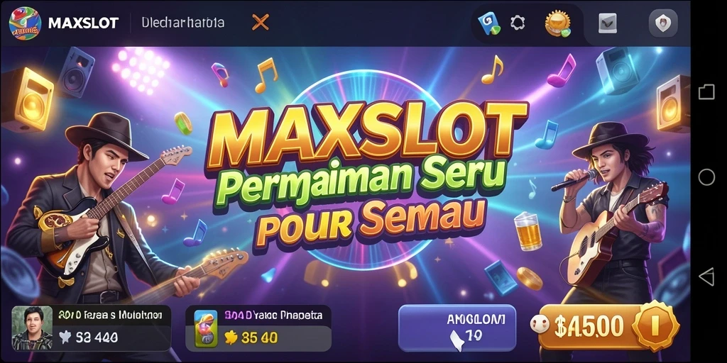 Screenshot MAXSLOT menampilkan gameplay musik yang seru.