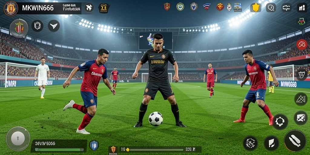 Tampilan gameplay MKWIN666 yang mendebarkan saat pertandingan sepak bola.