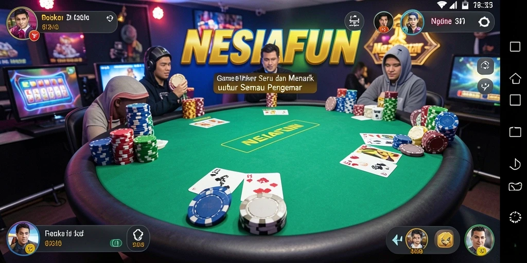 Screenshot gameplay NESIAFUN yang menunjukkan aksi poker penuh strategi.