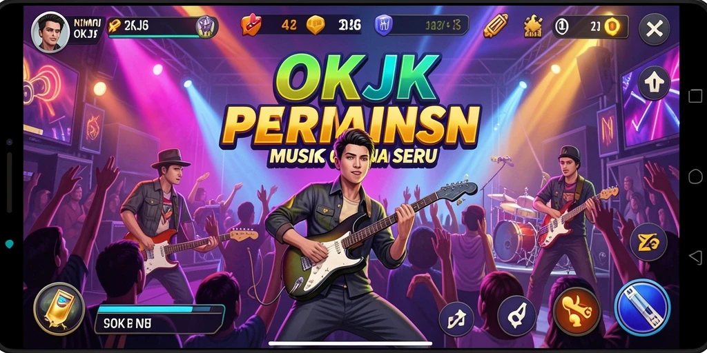 Screenshot OKJK menampilkan gameplay seru dan interaktif dengan pilihan lagu.