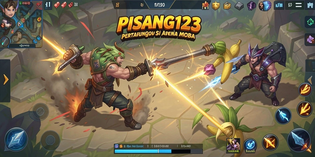 Screenshot PISANG123 menampilkan aksi seru di arena MOBA.