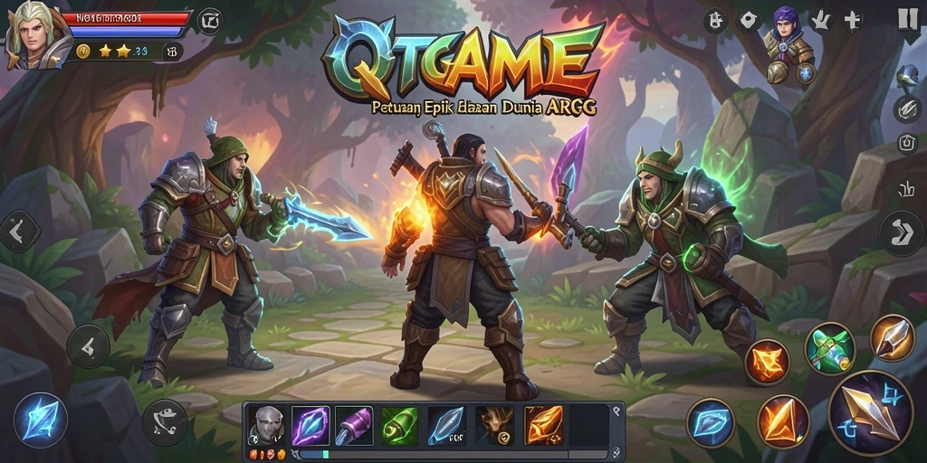 Tampilan gameplay ARPG yang menegangkan di QTGAME.