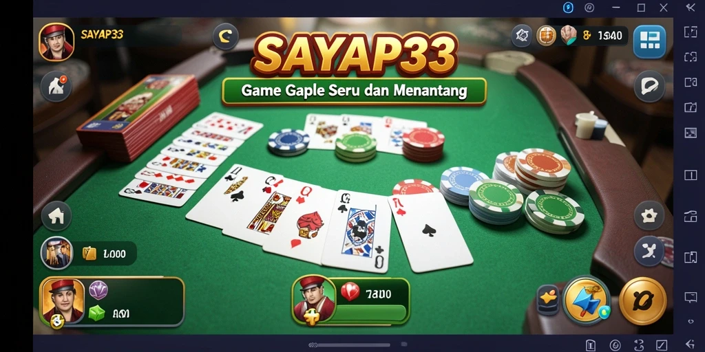 Tampilan gameplay seru dari game Gaple SAYAP33.