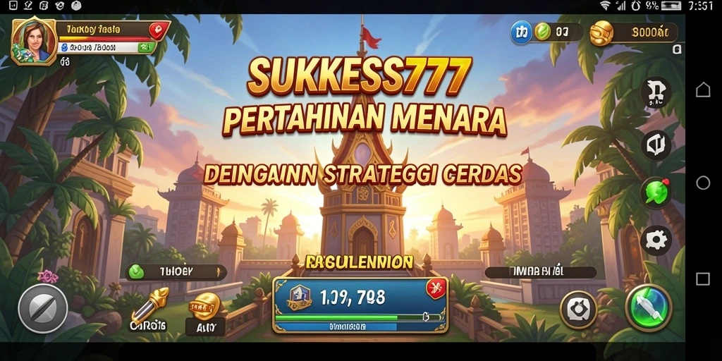 Tangkapan layar gameplay SUKSES777 dengan menara sedang menyerang musuh.