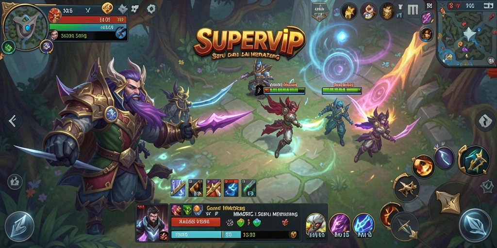 Tangkapan layar gameplay SUPERVIP yang menunjukkan pertarungan seru di dunia MMORPG.