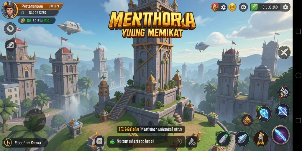 Tampilan gameplay SVIP7 dengan menara pertahanan yang strategis.