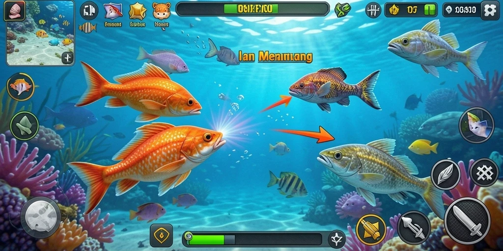 Gameplay seru V07 dalam aksi menembak ikan.