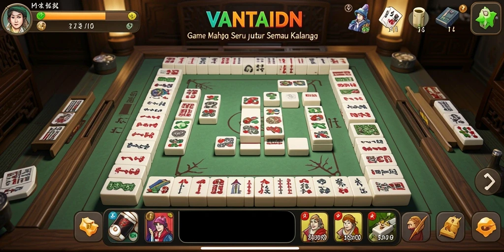 Tampilan gameplay seru VANTAIDN dengan Mahjong yang menantang.